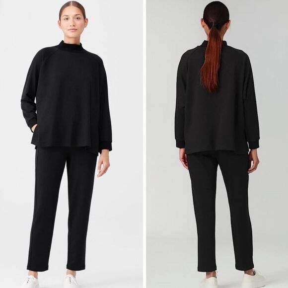 Eileen Fisher Cozy Brushed Stretch Mock Neck Top Black - Picture 9 of 9
